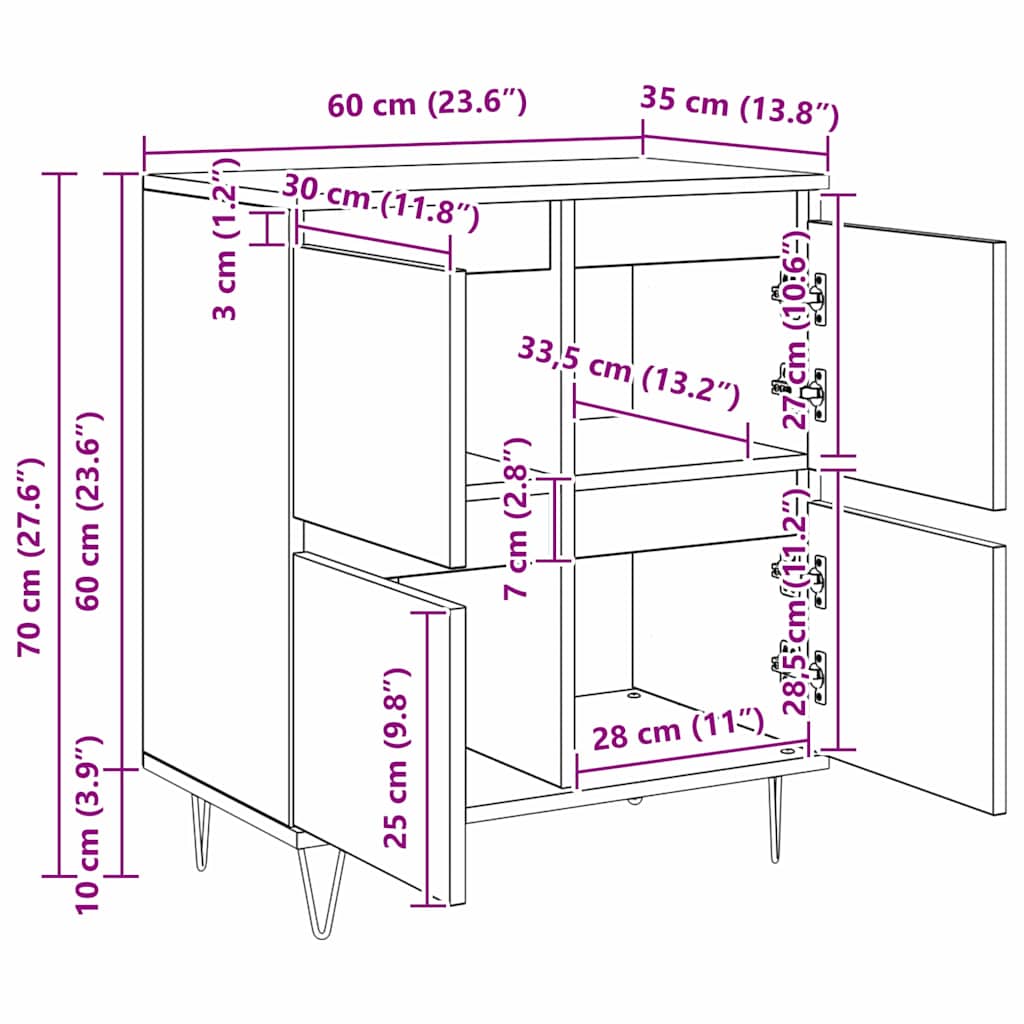Komode 2 pcs Crni hrast