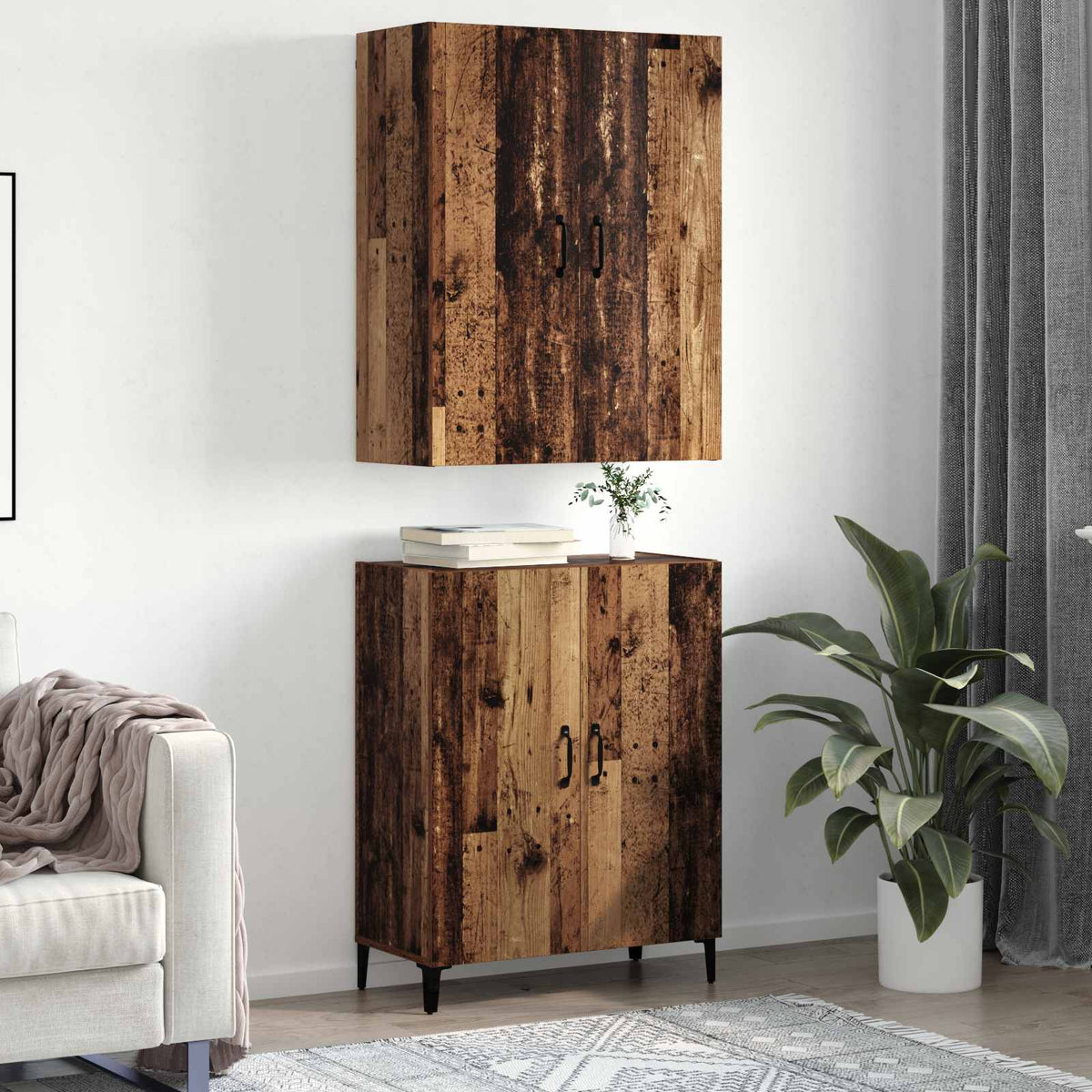 Highboard 2 kom. Staro drvo 69,5 x 34 x 180 cm