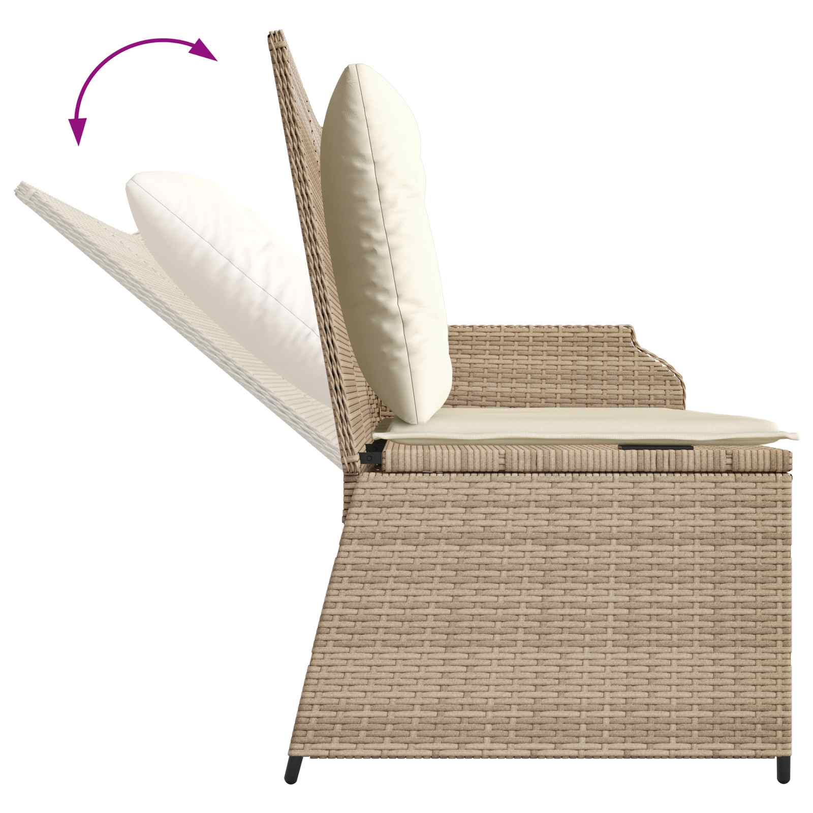 Vrtna klupa s jastukom Crna i krem-bijela poliratan