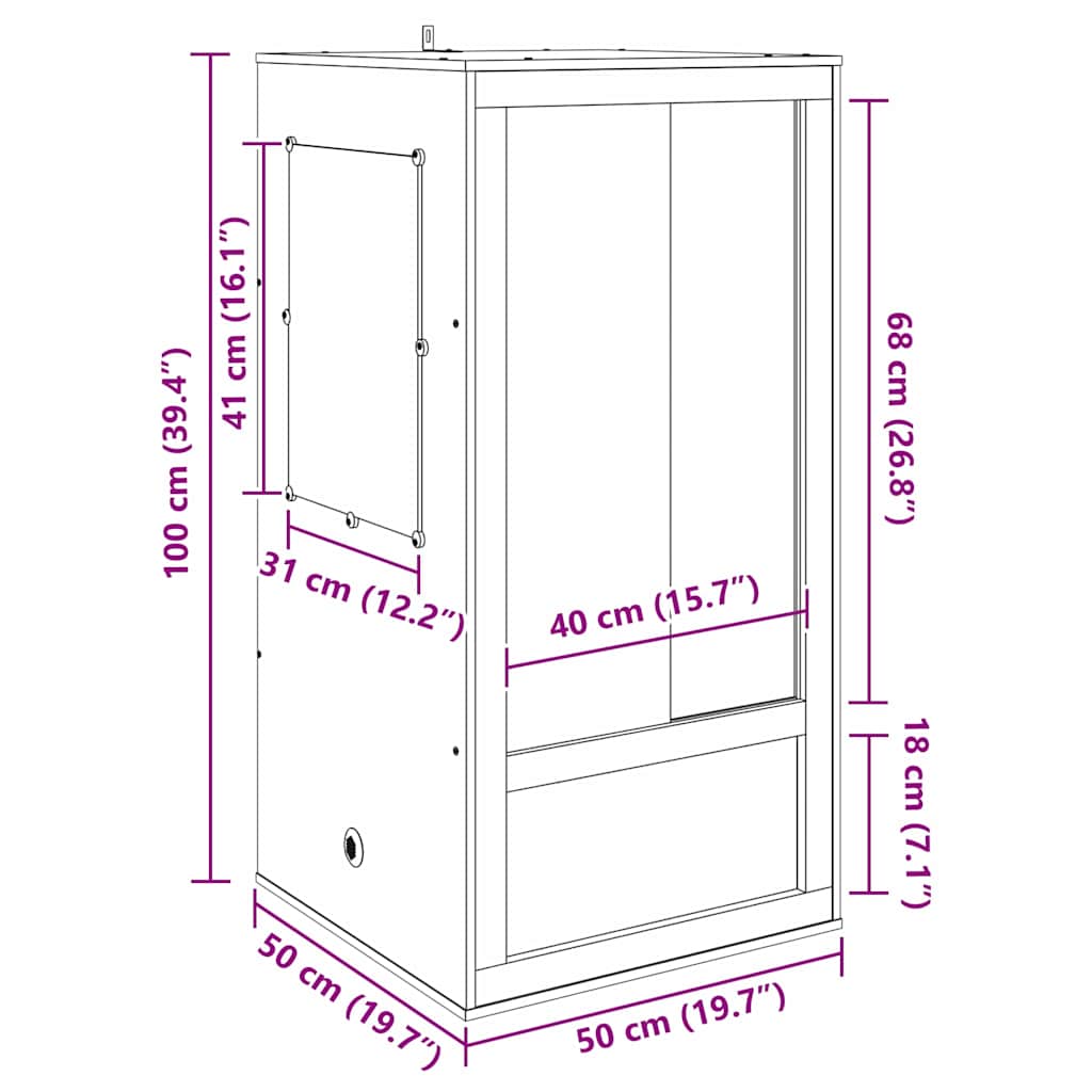 Terarij Smeđa 50 x 50 x 100 cm OSB