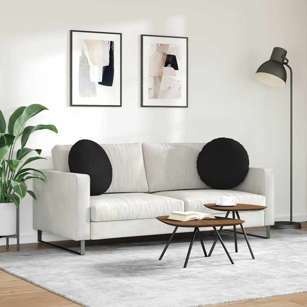 Jastučići za sjedenje 2 pcs Crna Ø50 x 19 cm tkanina