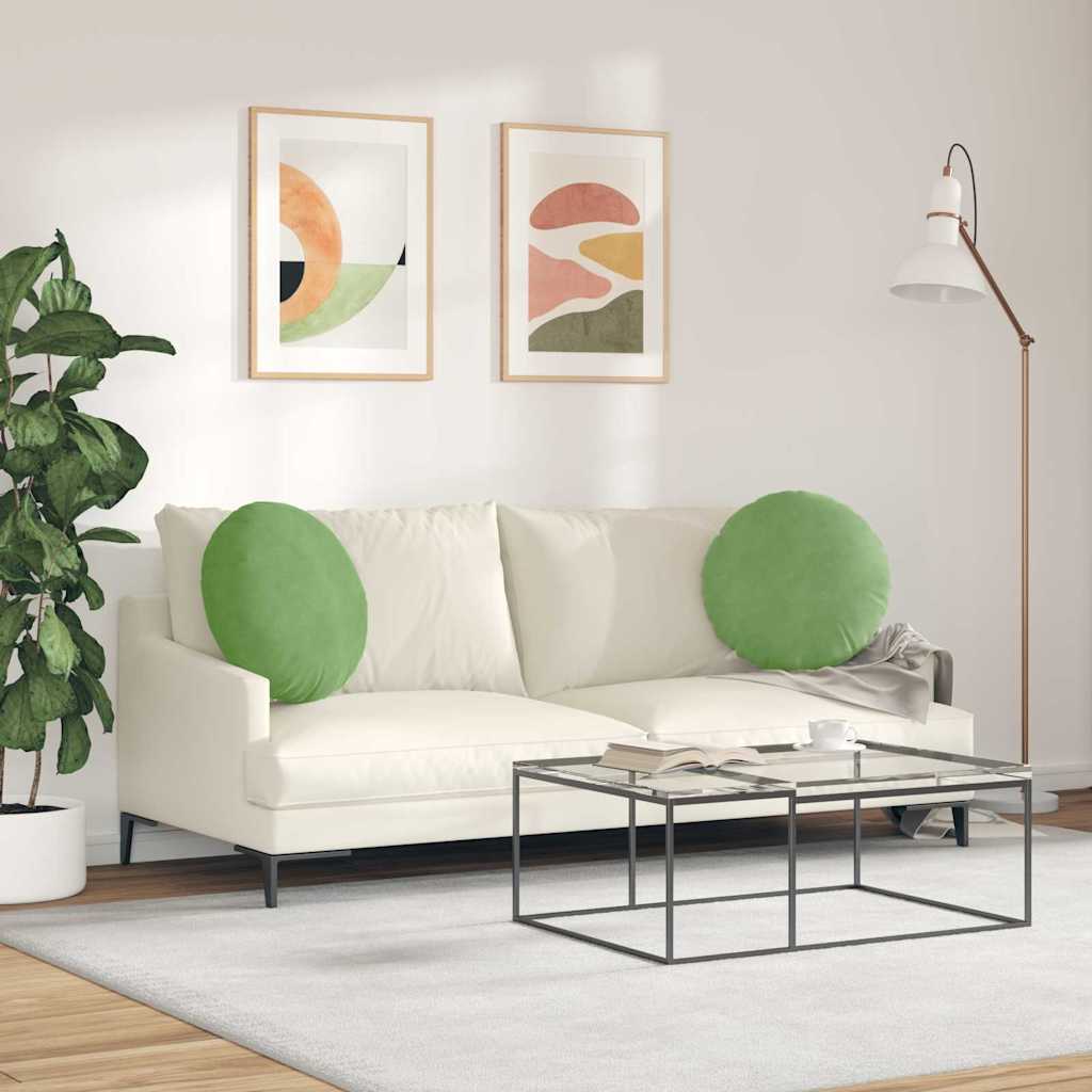 Jastučići za sjedenje 2 pcs Svijetlo zelena Ø50 x 19 cm Baršun
