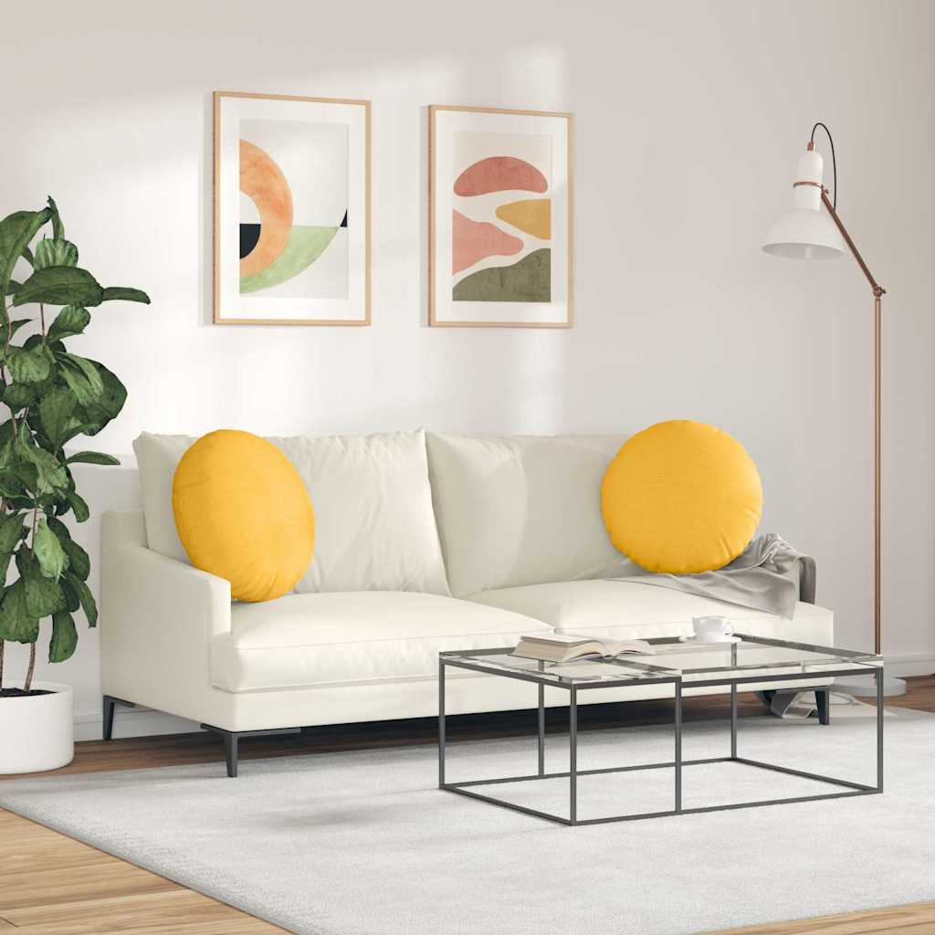 Jastučići za sjedenje 2 pcs Svijetlo žuta Ø50 x 19 cm