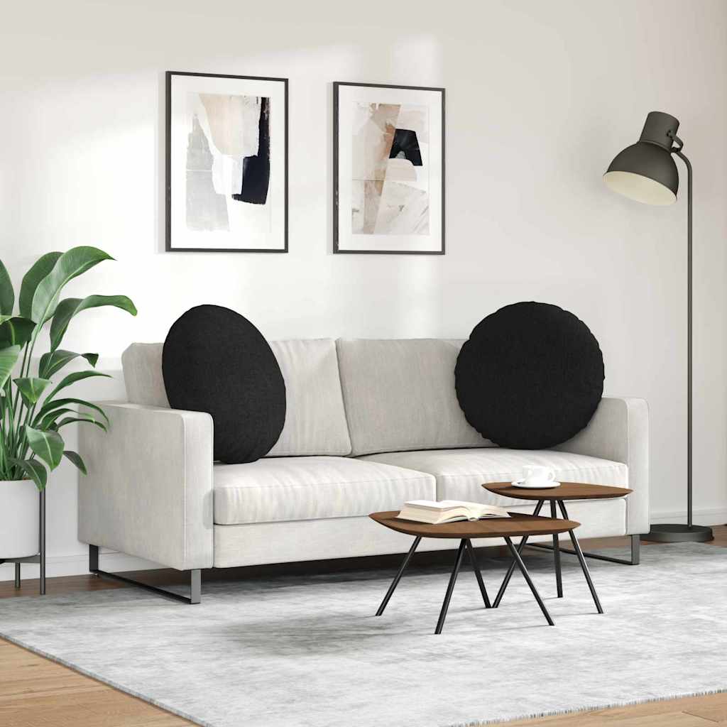 Jastučići za sjedenje 2 pcs Crna Ø60 x 21 cm tkanina