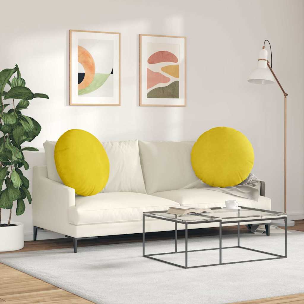 Jastučići za sjedenje 2 pcs Žuta Ø 80 x 29 cm Baršun