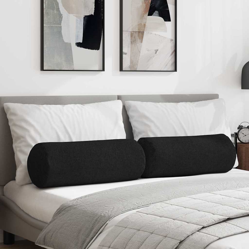 Valjkasti jastučići 2 pcs Crna Ø 25 x 70 cm tkanina