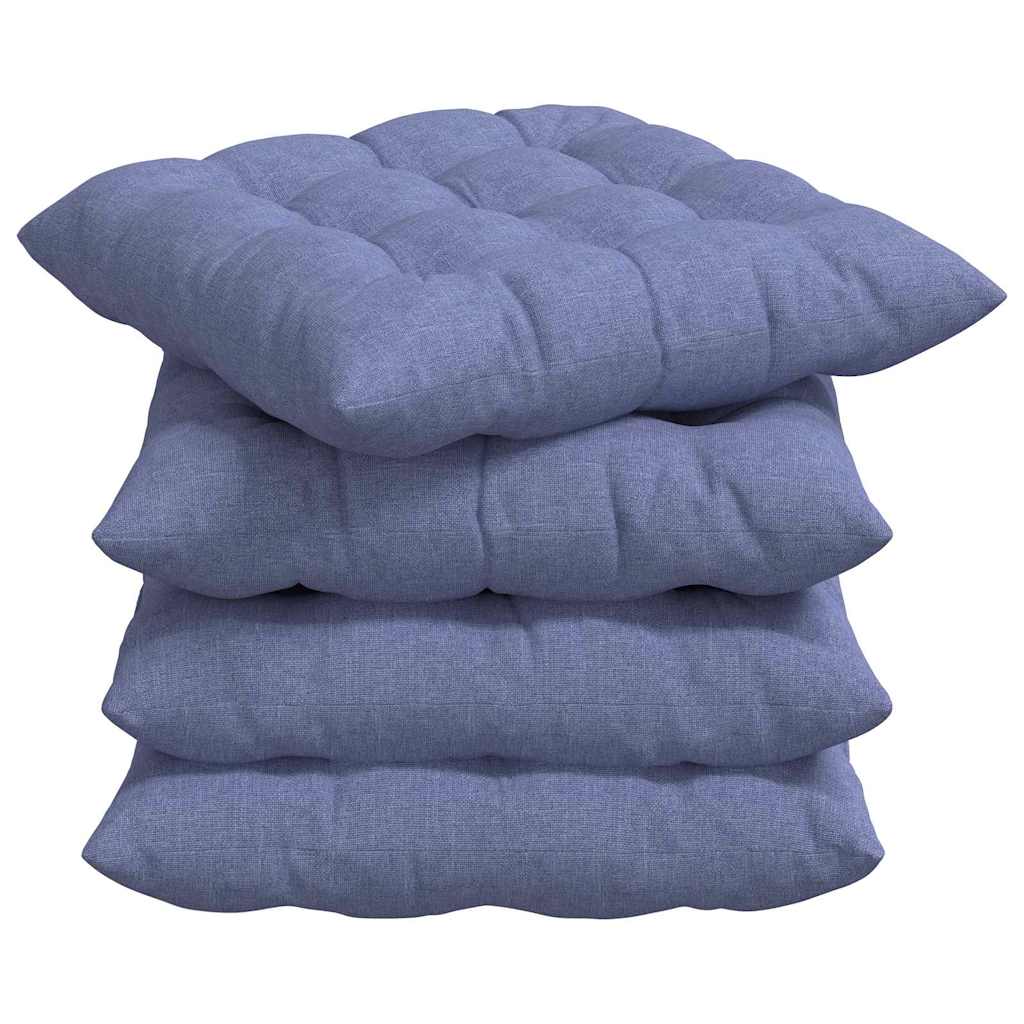 Jastučići za sjedenje 4 pcs Traper plava 40 x 40 x 6 cm tkanina
