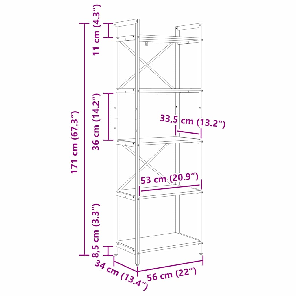 Polica Staro drvo 56 x 34 x 171 cm Konstruirano drvo