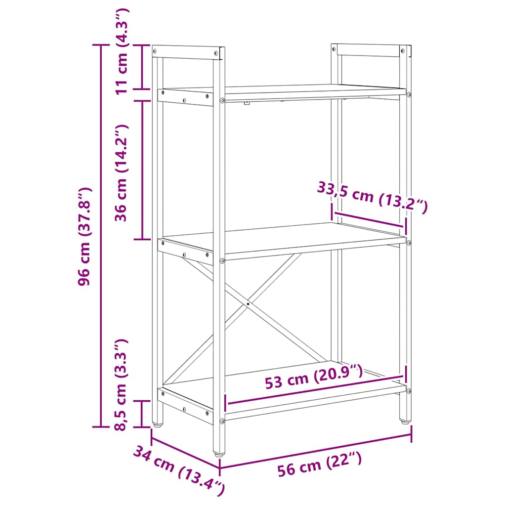 Polica Siva Sonoma 56 x 34 x 96 cm Konstruirano drvo