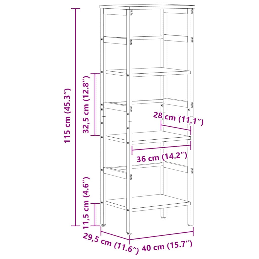 Polica Crni hrast 40 x 29,5 x 115 cm Konstruirano drvo