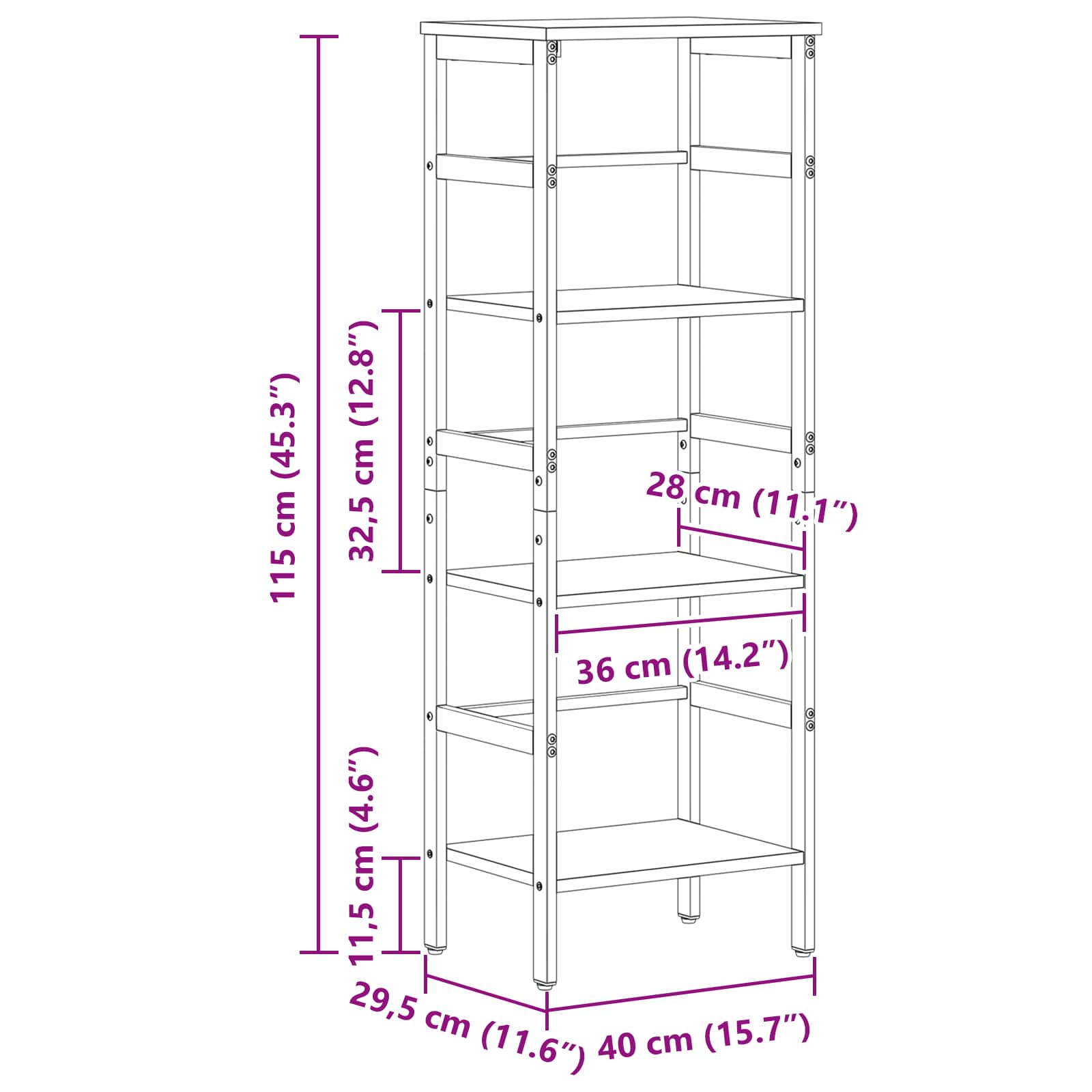 Polica Siva Sonoma 40 x 29,5 x 115 cm Konstruirano drvo