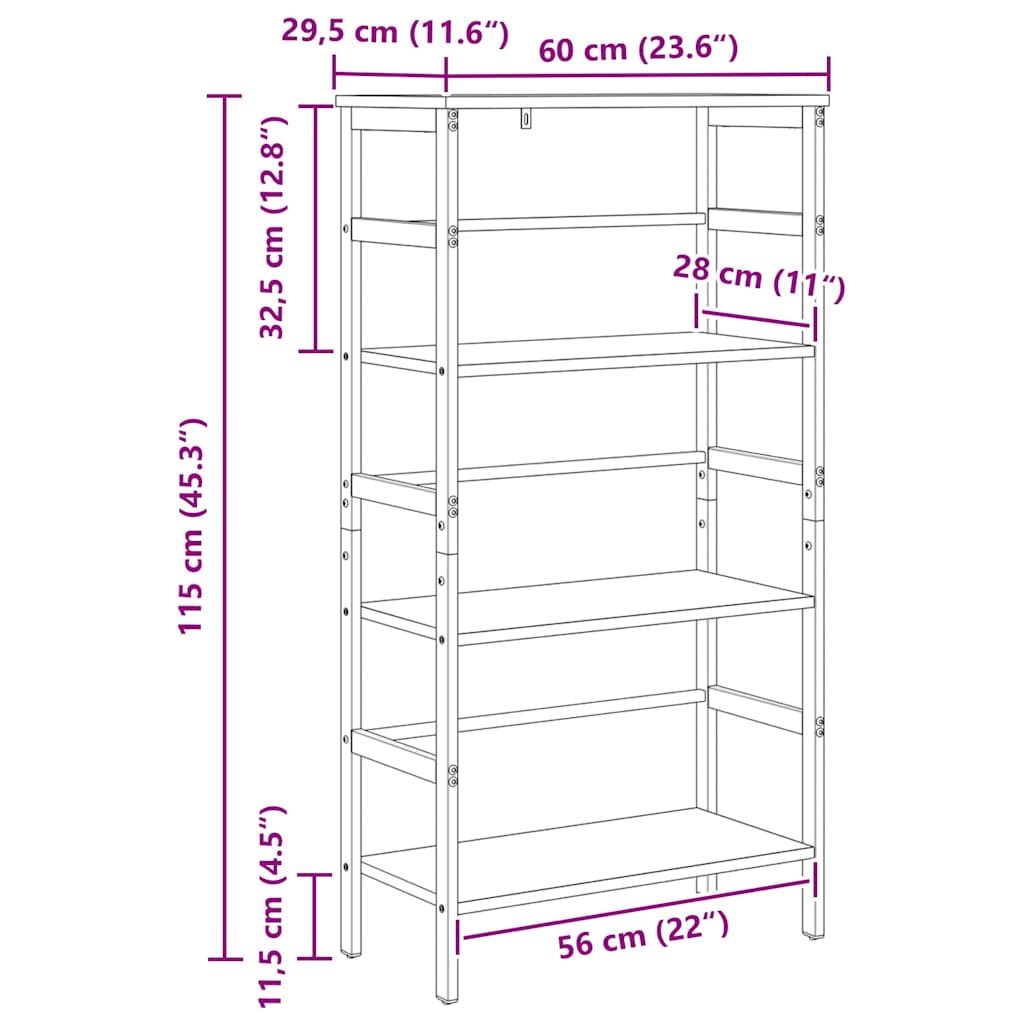 Polica Siva Sonoma 60 x 29,5 x 115 cm Konstruirano drvo