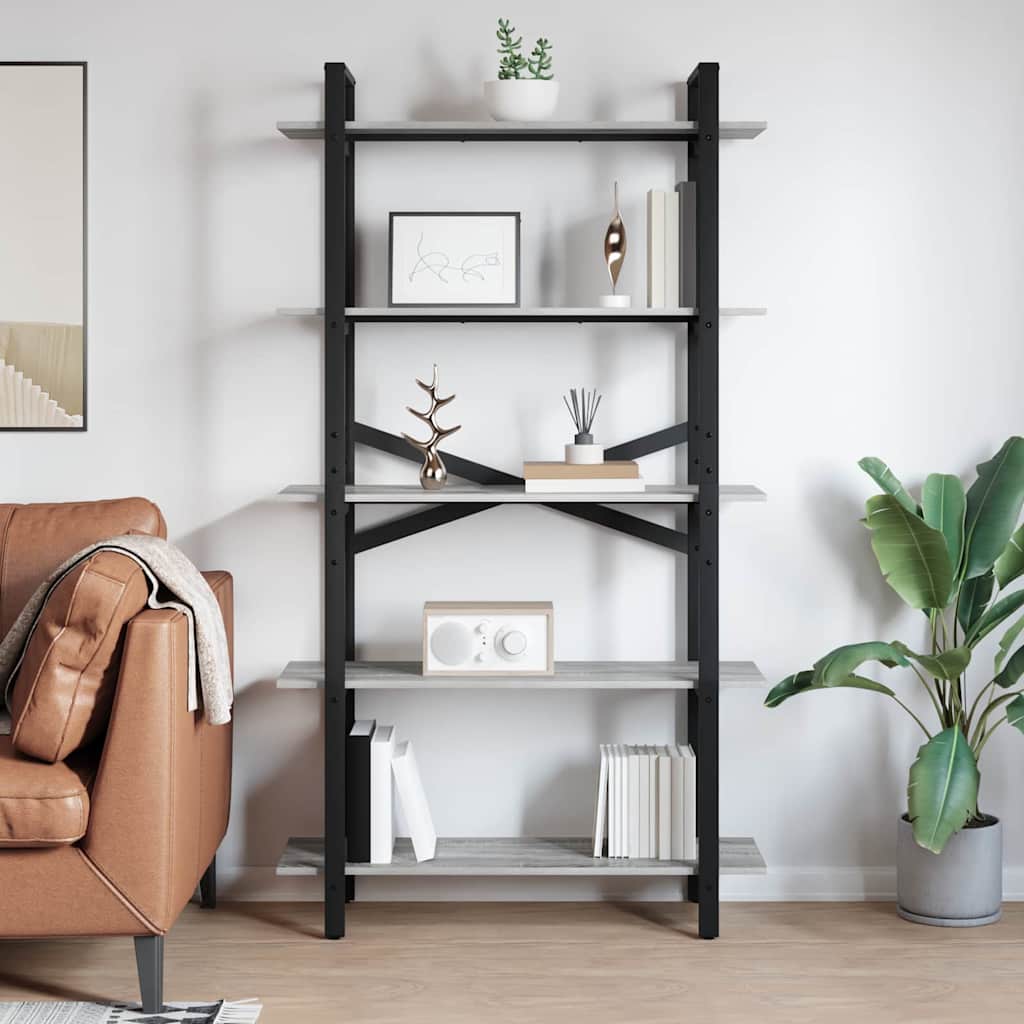 Polica Siva Sonoma 100 x 33,5 x 178 cm Konstruirano drvo