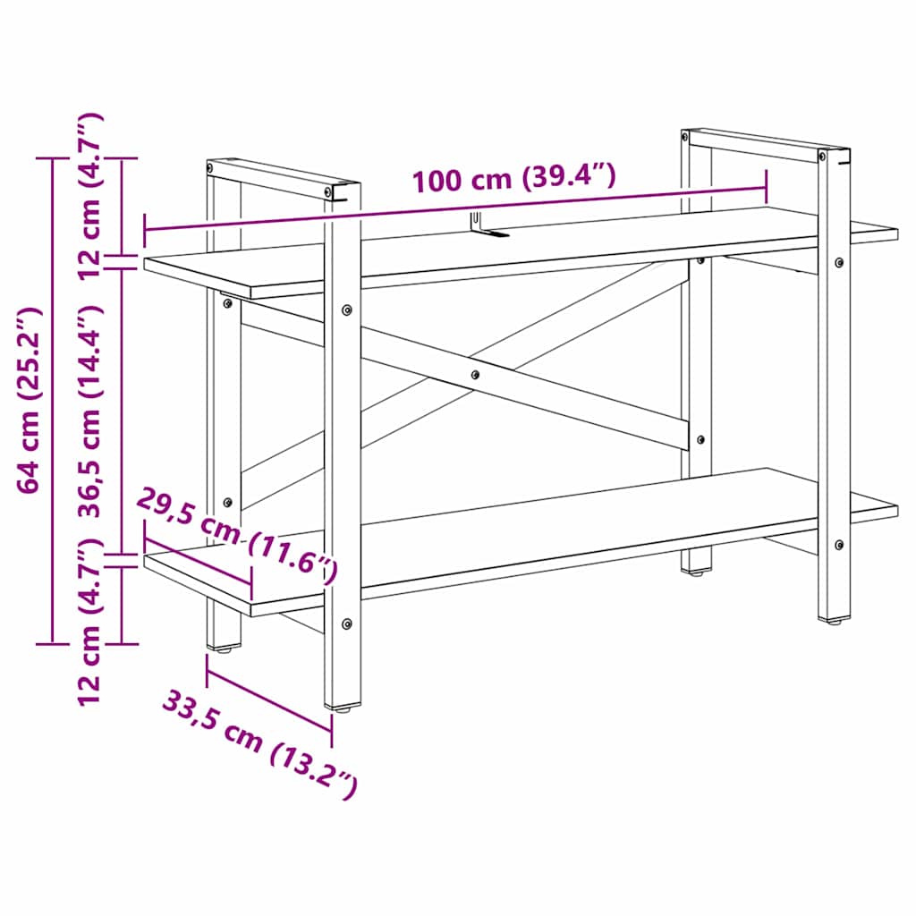 Polica Sonoma hrast 100 x 33,5 x 64 cm Konstruirano drvo