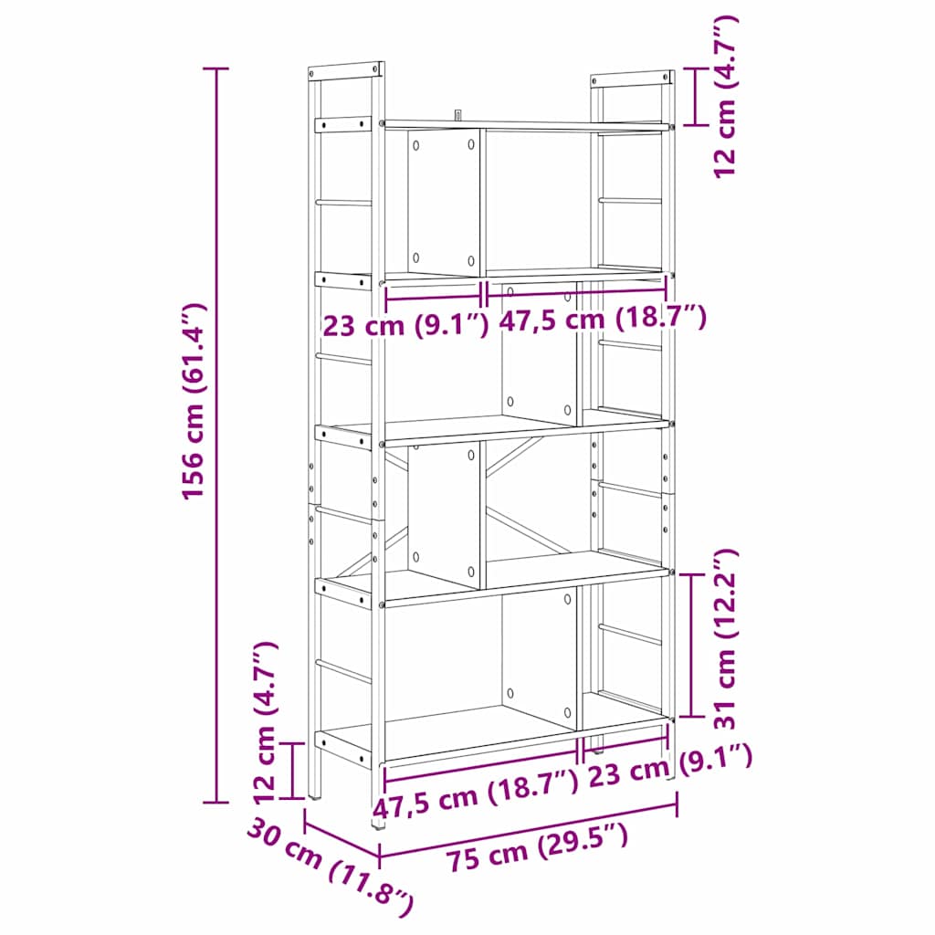 Polica Staro drvo 75 x 30 x 156 cm Konstruirano drvo