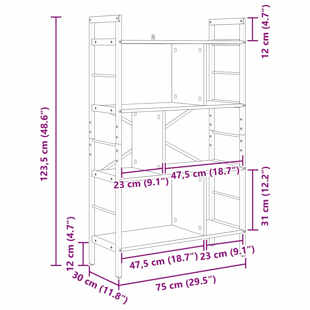 Polica Siva Sonoma 75 x 30 x 123,5 cm Konstruirano drvo