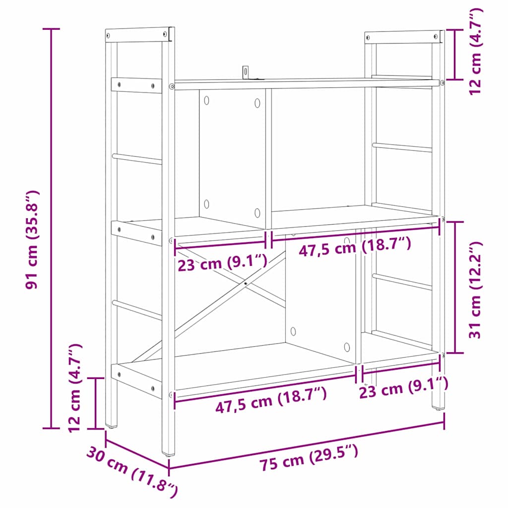 Polica Umjetnički hrast 75 x 30 x 91 cm Konstruirano drvo