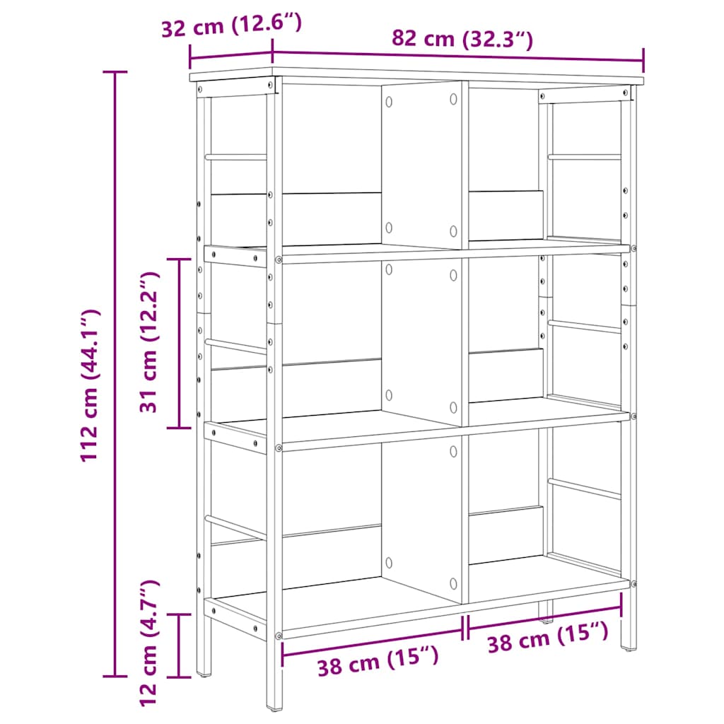 Polica Crni hrast 82 x 32 x 112 cm Konstruirano drvo