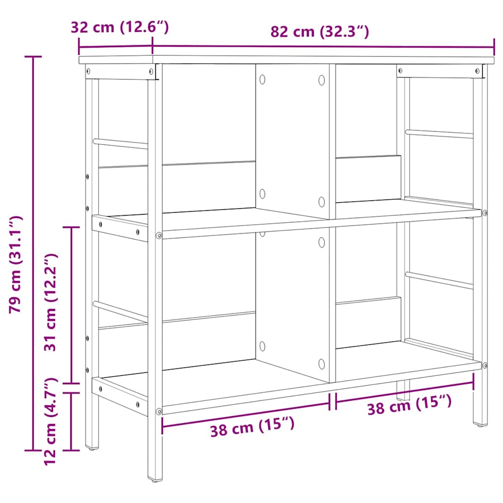 Polica Crni hrast 82 x 32 x 79 cm Konstruirano drvo