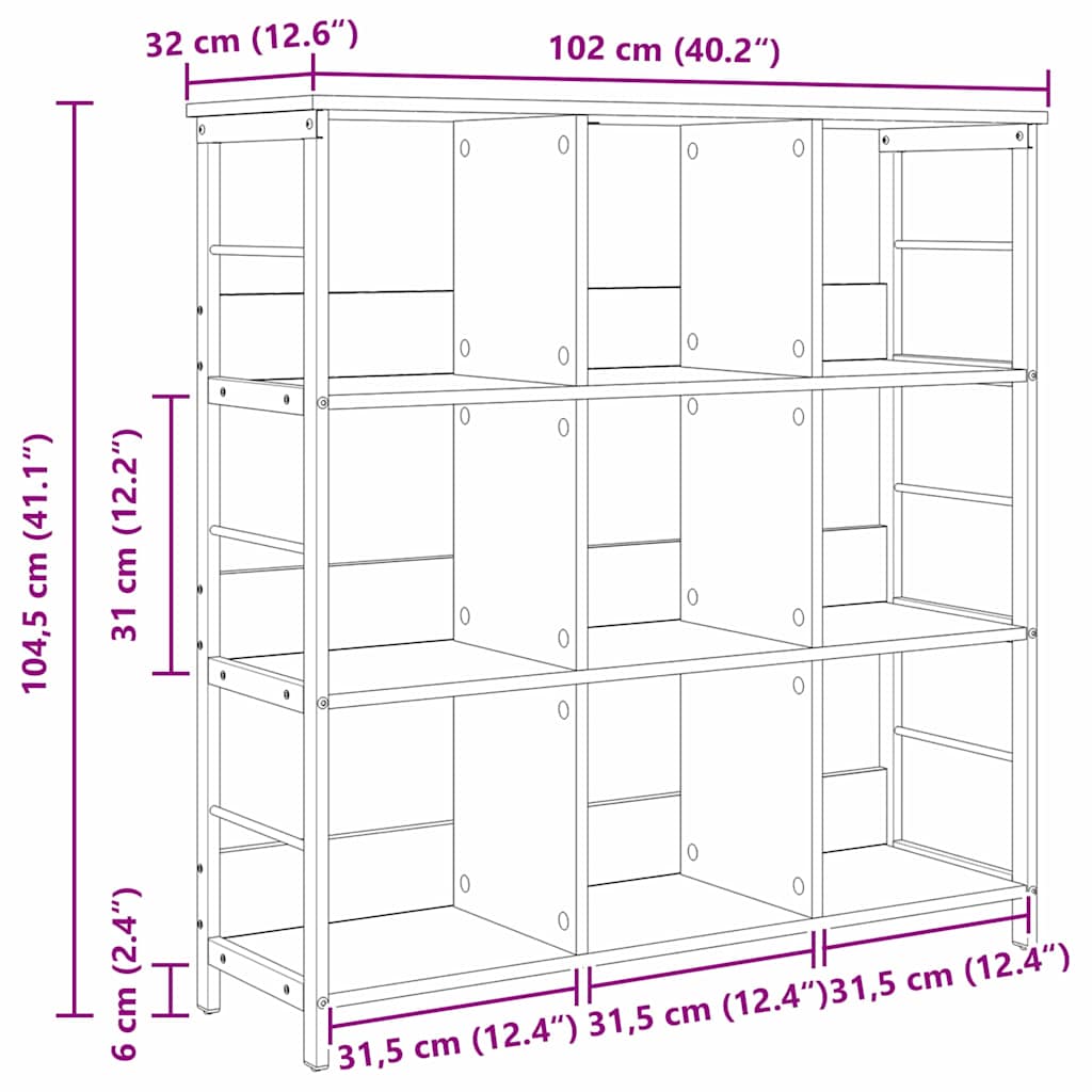 Polica Siva Sonoma 102 x 32 x 104,5 cm Konstruirano drvo
