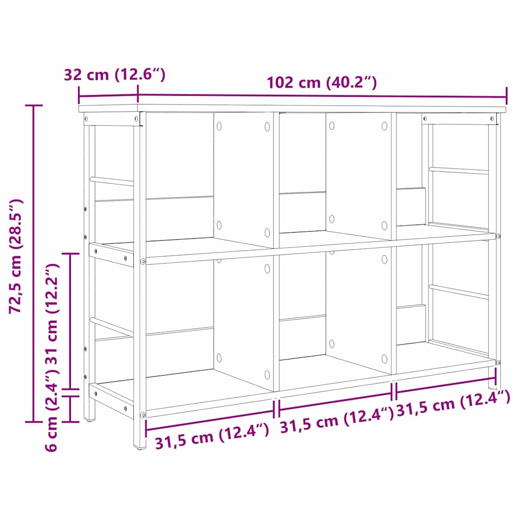 Polica Dimljeni hrast 102 x 32 x 72,5 cm Konstruirano drvo