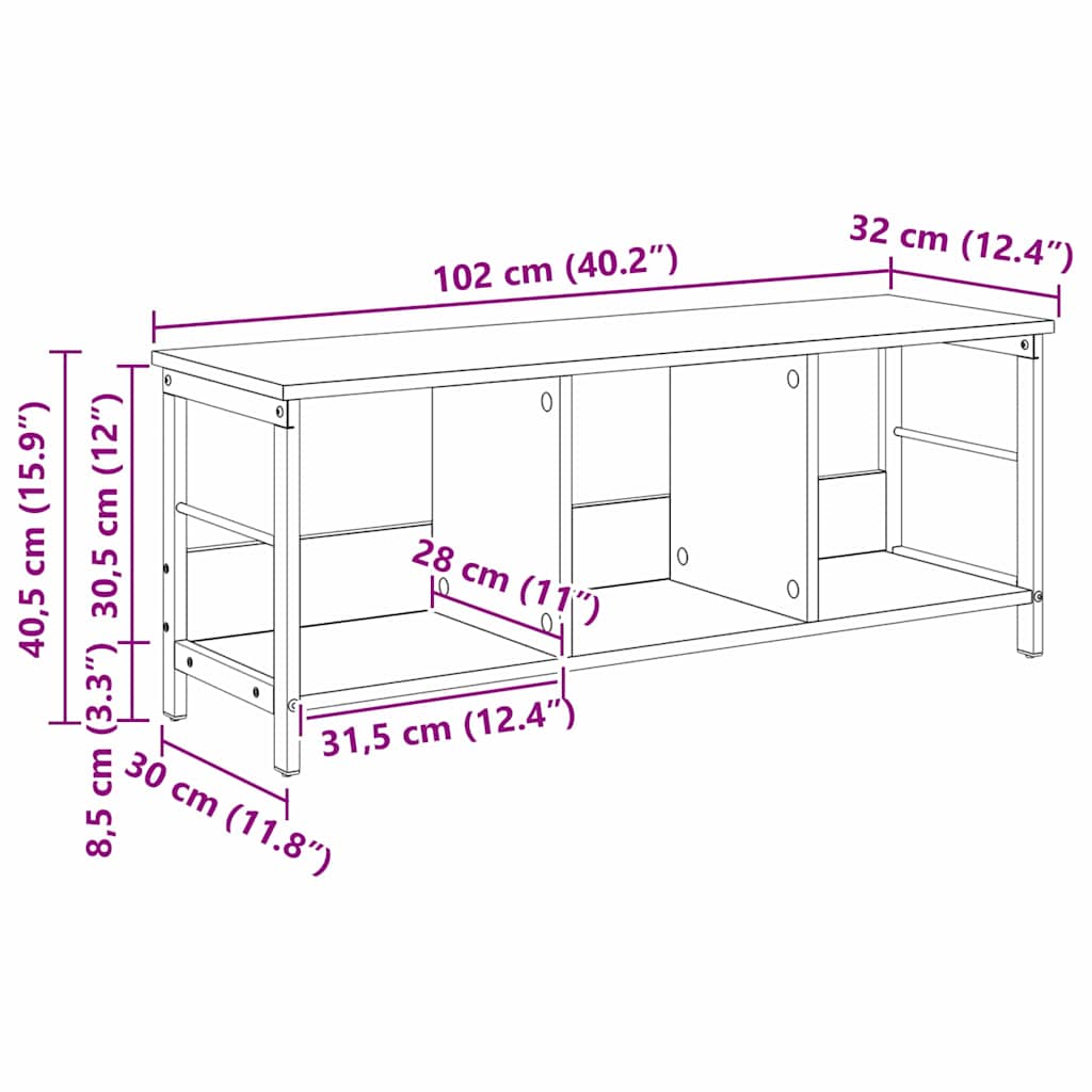 Polica Siva Sonoma 102 x 32 x 40,5 cm Konstruirano drvo