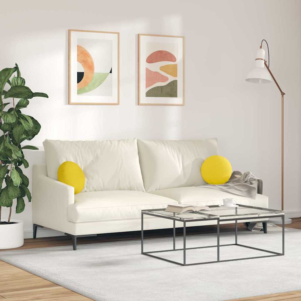 Jastučići za sjedenje 2 pcs Svijetlo žuta Ø30 x 13 cm tkanina