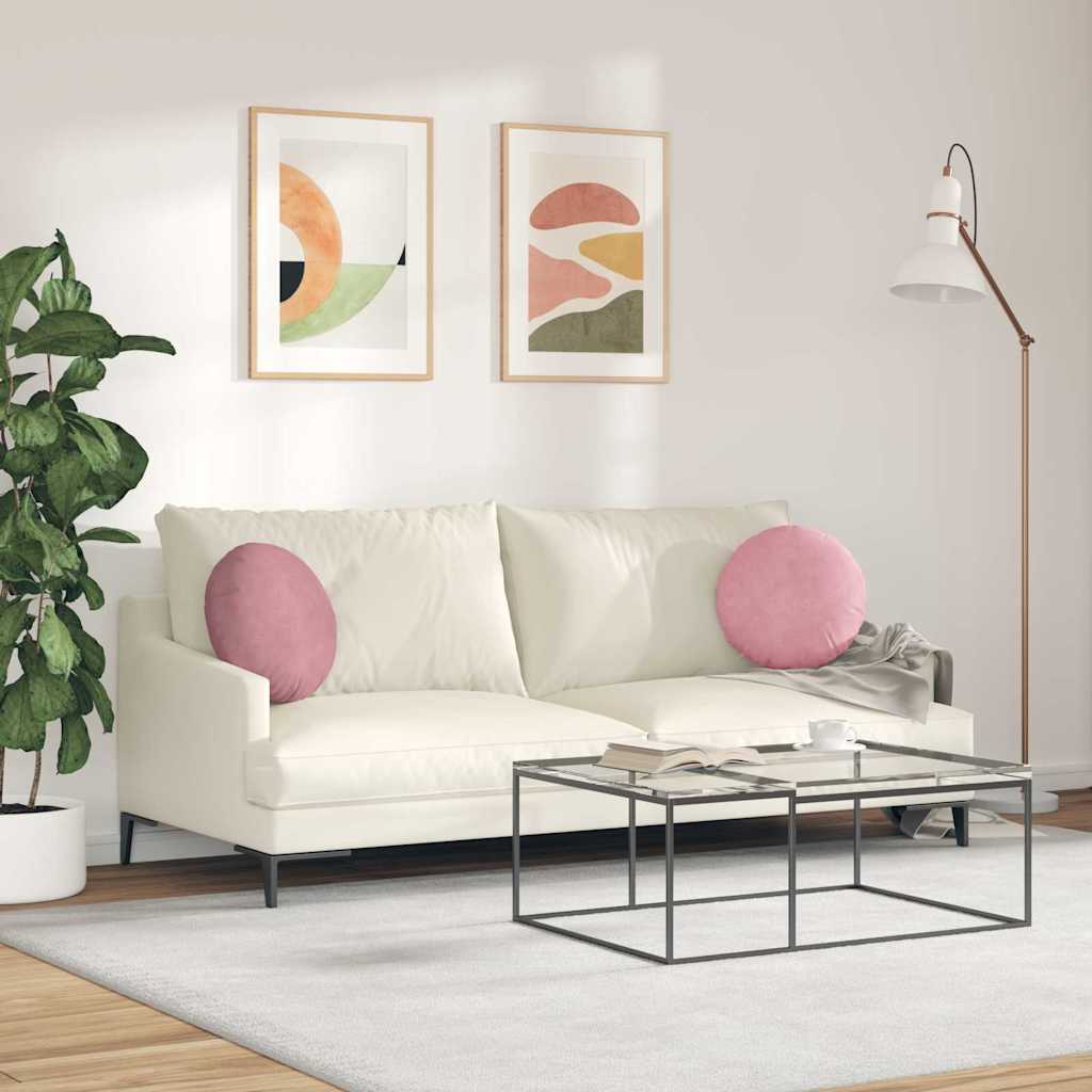 Jastučići za sjedenje 2 pcs Ružičasta Ø 40 x 13 cm Baršun