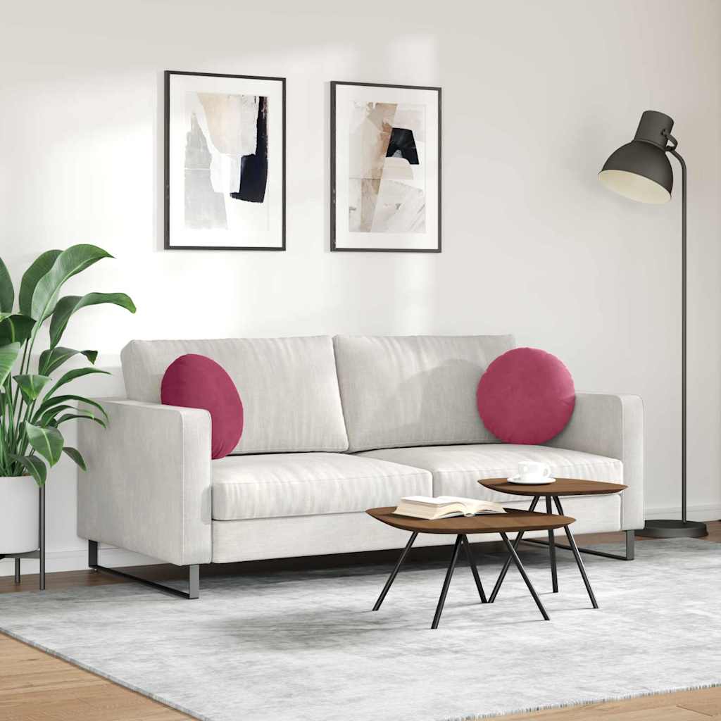 Jastučići za sjedenje 2 pcs Vinska crvena Ø 40 x 13 cm Baršun