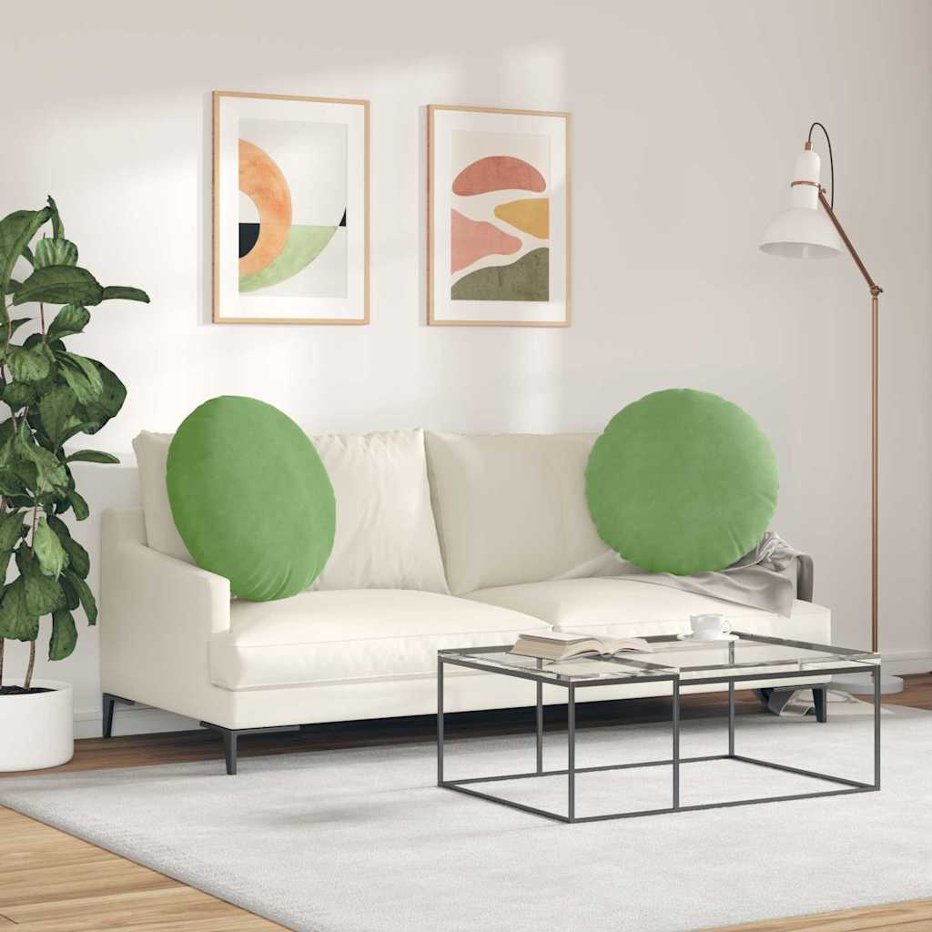 Jastučići za sjedenje 2 pcs Svijetlo zelena Ø60 x 21 cm Baršun