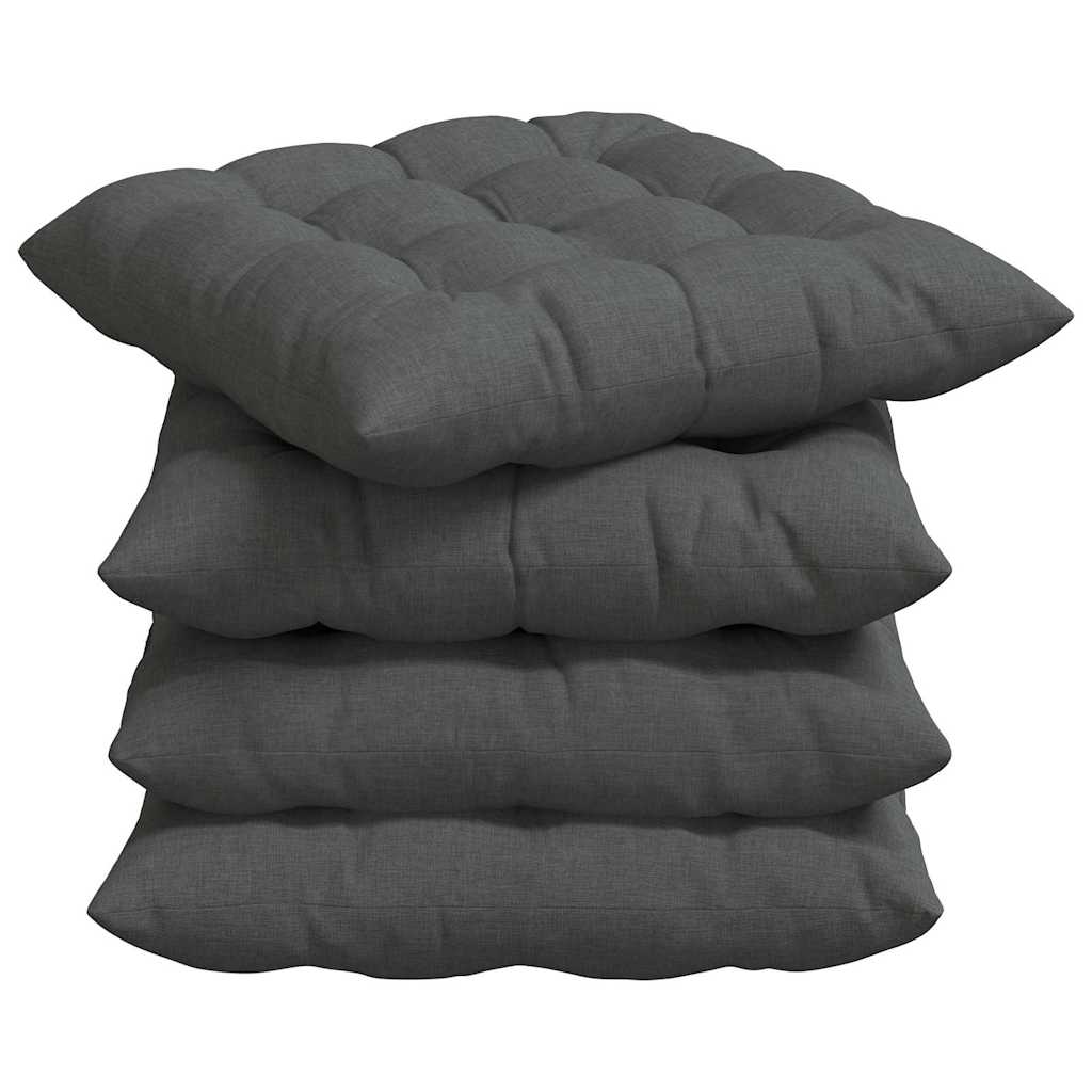 Jastučići za sjedenje 4 pcs Tamno siva 40 x 40 x 6 cm tkanina