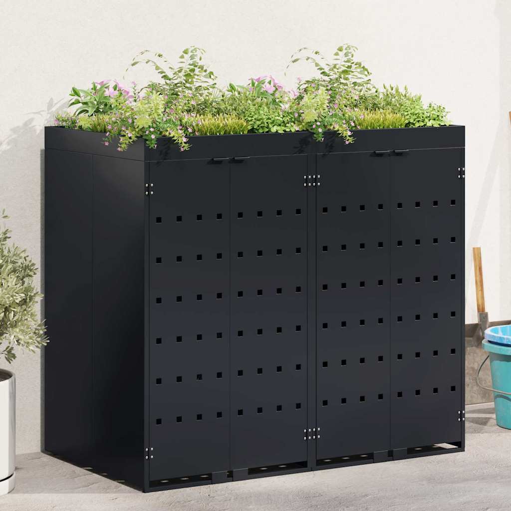 Skladištenje kanti za 2 kante Crna 136 x 77,5 x 121,5 cm