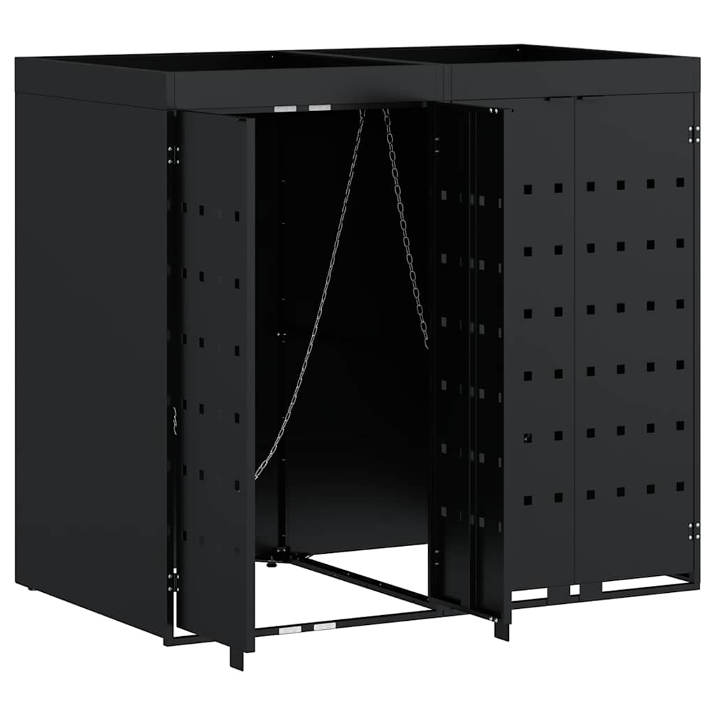 Skladištenje kanti za 2 kante Crna 136 x 77,5 x 121,5 cm