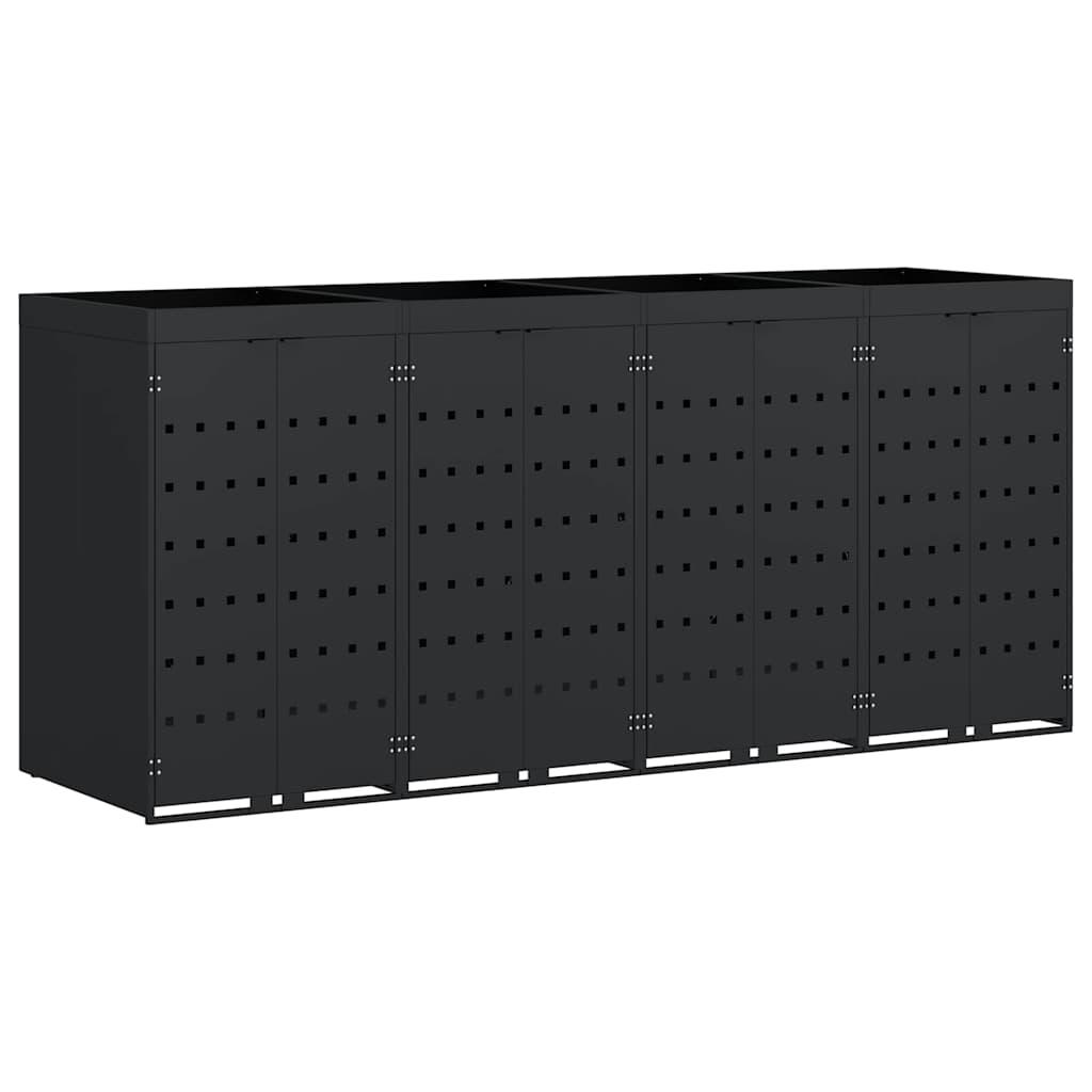 Skladištenje kanti za 4 kante Crna 272 x 77,5 x 121,5 cm