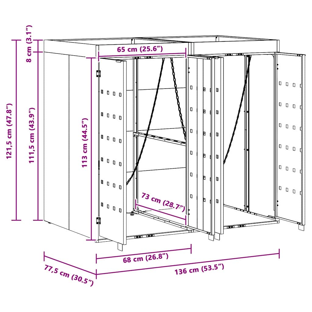 Skladištenje kanti za 3 kante Antracit 340 x 77.5 x 115.5 cm