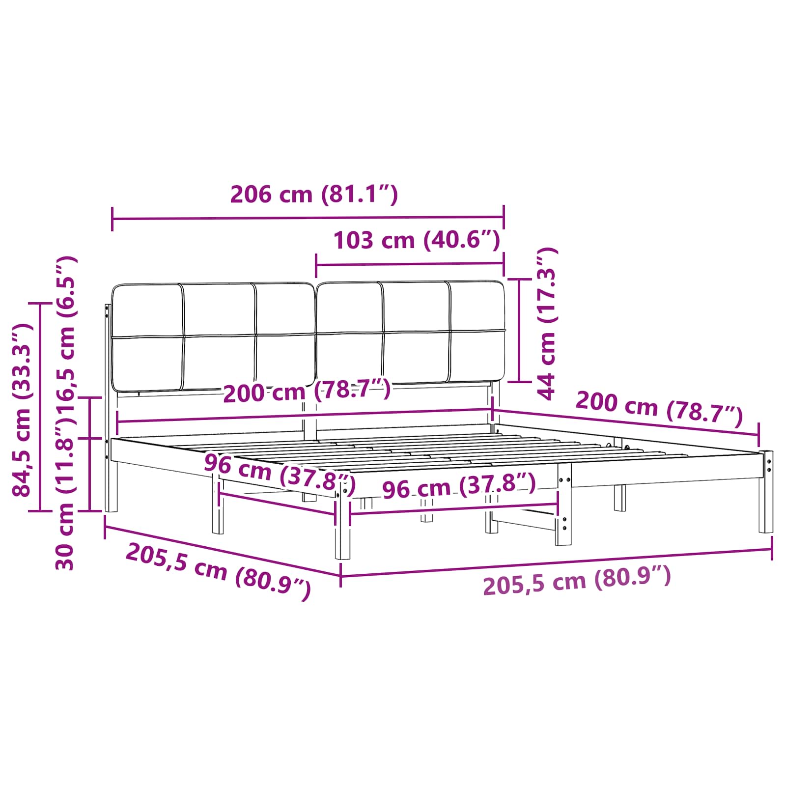 Krevetni okvir s tapiciranim uzglavljem Sivo-smeđa 120 x 200 cm