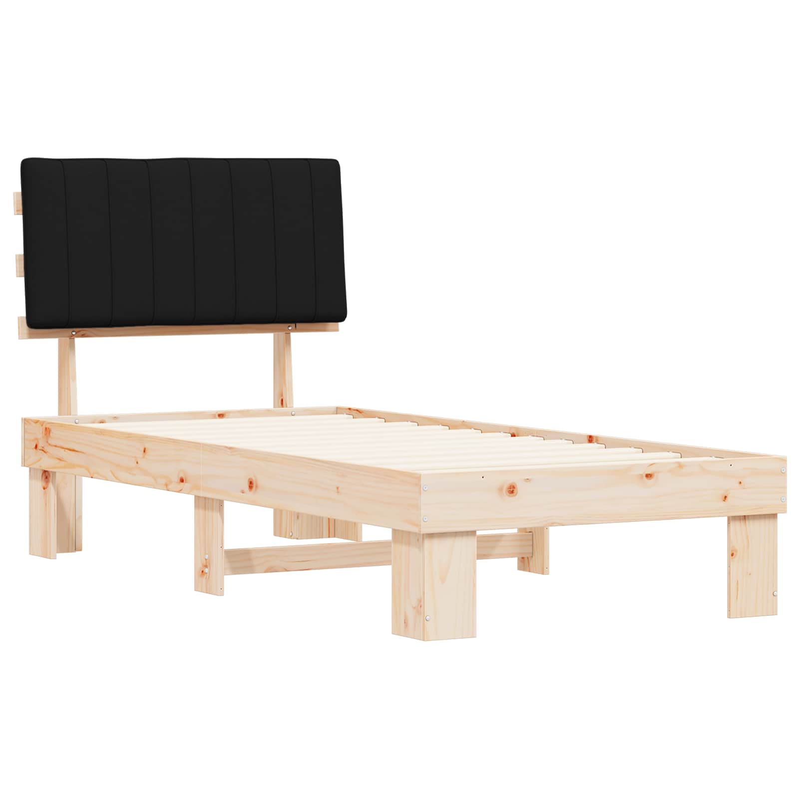 Krevetni okvir s tapiciranim uzglavljem Crna 90 x 200 cm