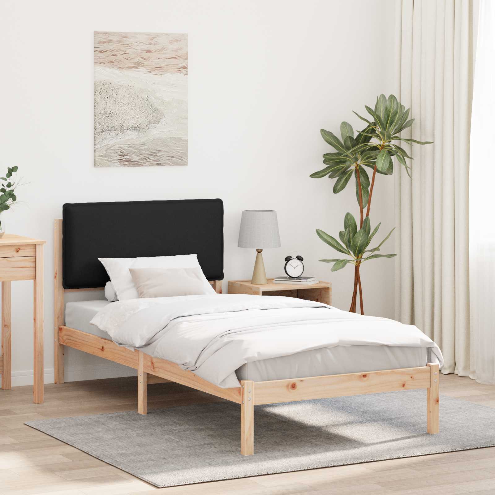 Krevetni okvir s tapiciranim uzglavljem Crna 80 x 200 cm
