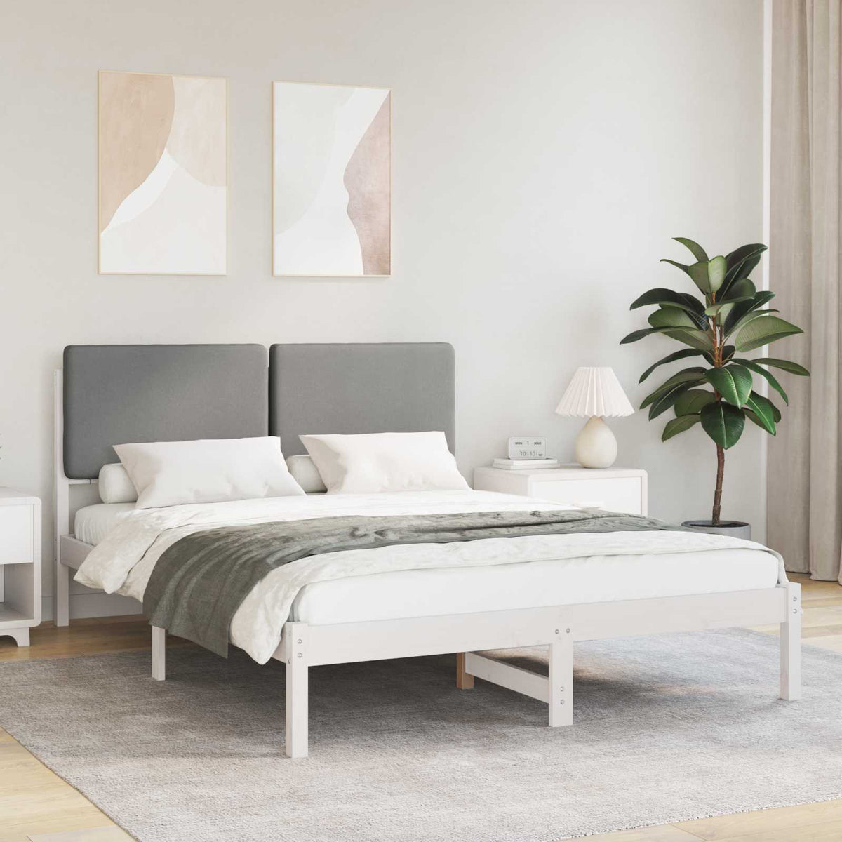 Krevetni okvir s tapiciranim uzglavljem Svijetlo siva Svjetlosiva 205.5 x 165.5 x 84.5 cm