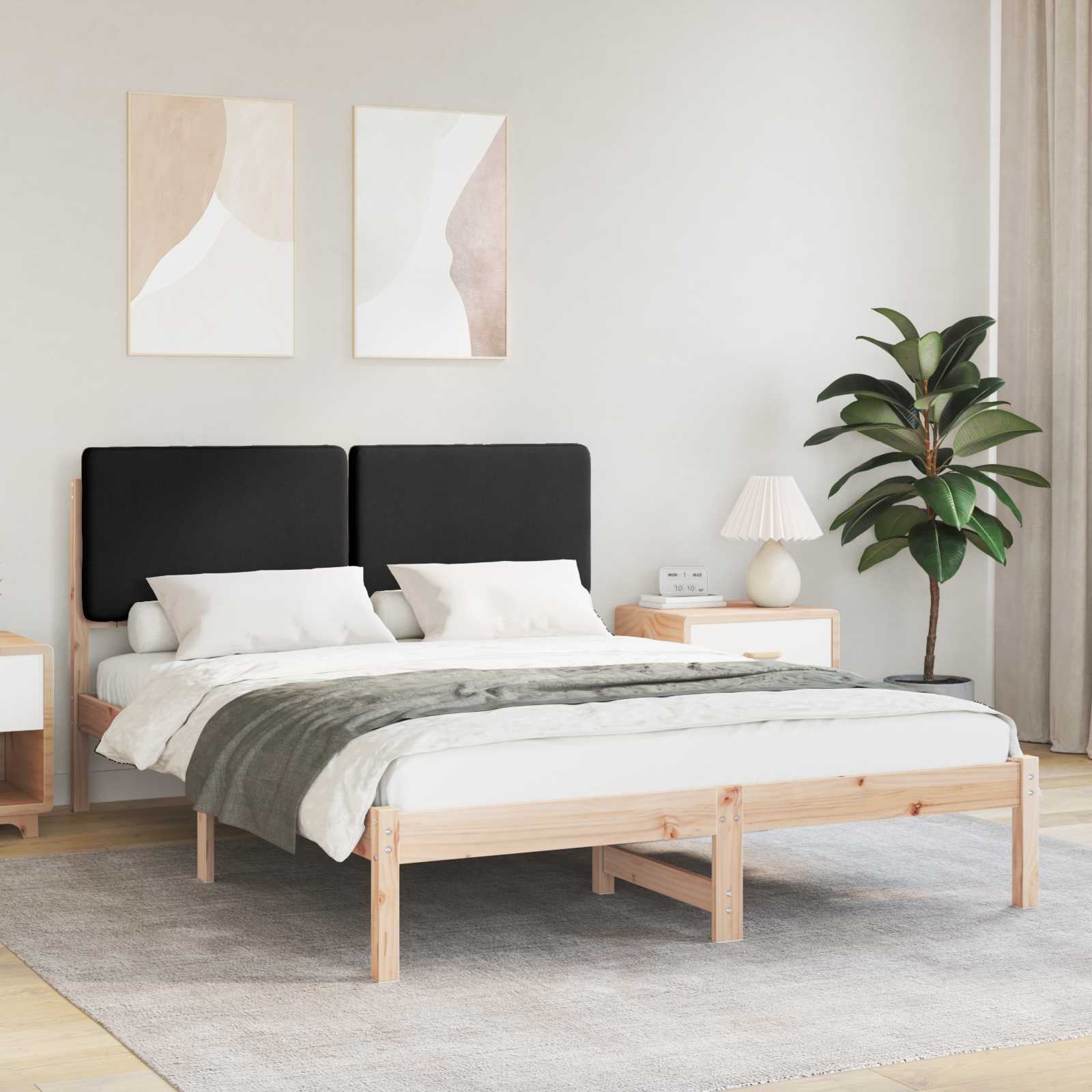 Krevetni okvir s tapiciranim uzglavljem Crna 150 x 200 cm