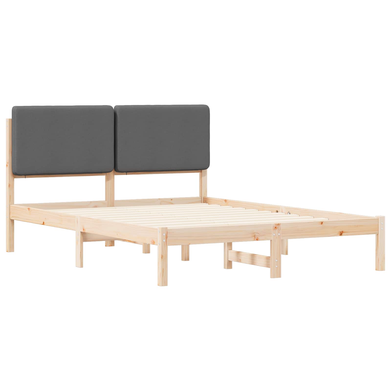 Krevetni okvir s tapiciranim uzglavljem Tamno siva 140 x 200 cm