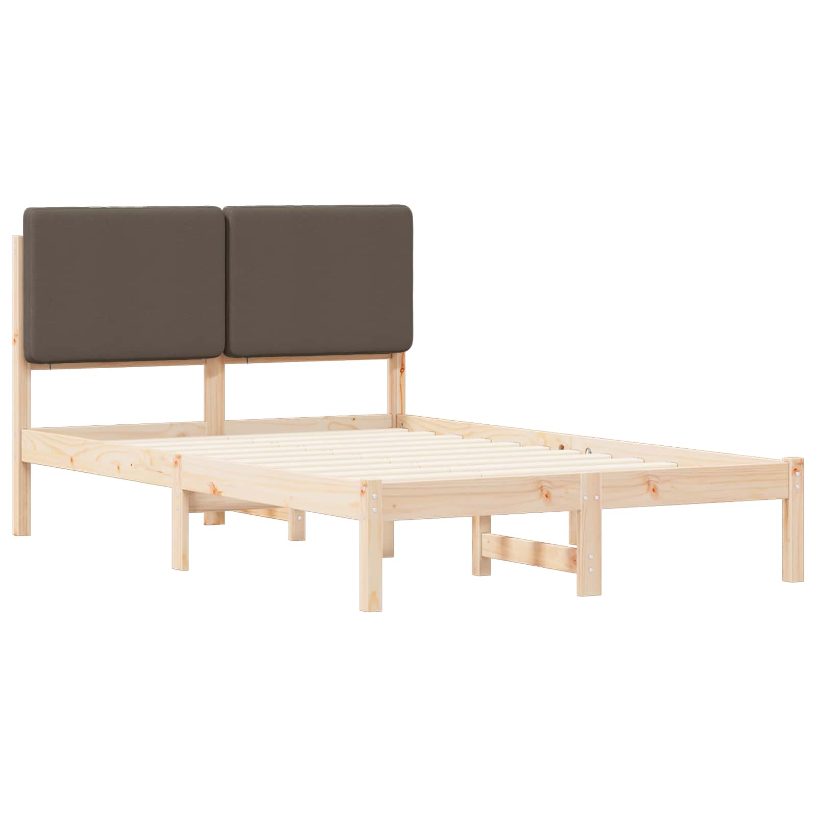 Krevetni okvir s tapiciranim uzglavljem Sivo-smeđa 135 x 190 cm