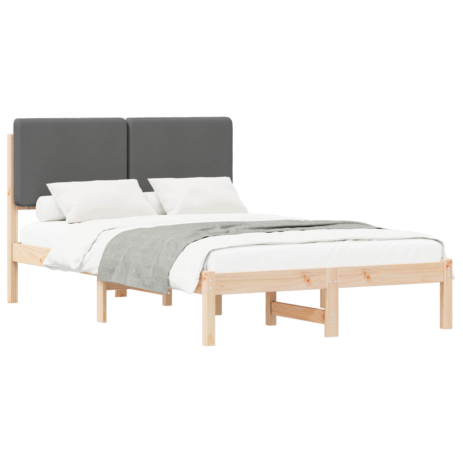 Krevetni okvir s tapiciranim uzglavljem Tamno siva 120 x 190 cm