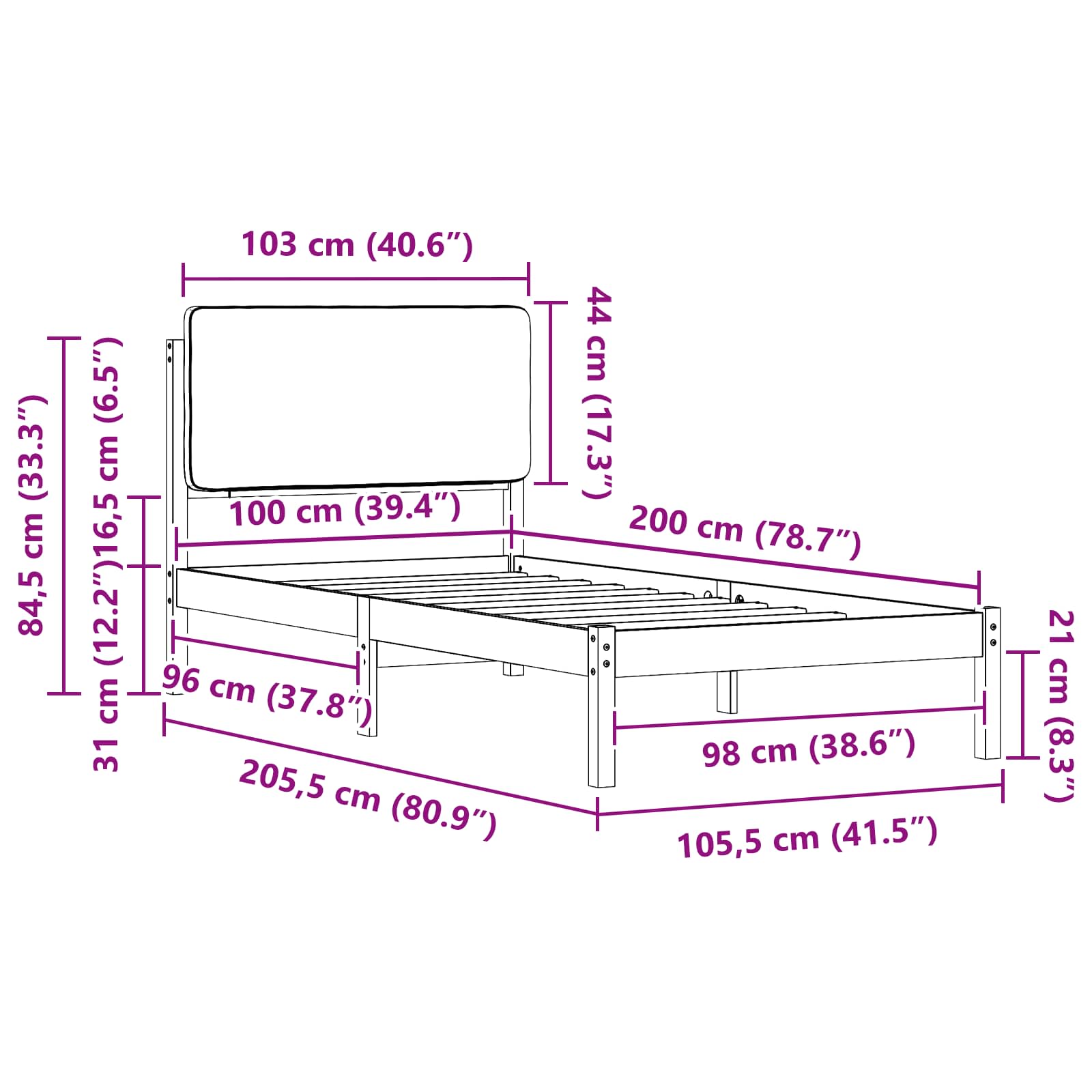Krevetni okvir s tapiciranim uzglavljem Sivo-smeđa 100 x 200 cm