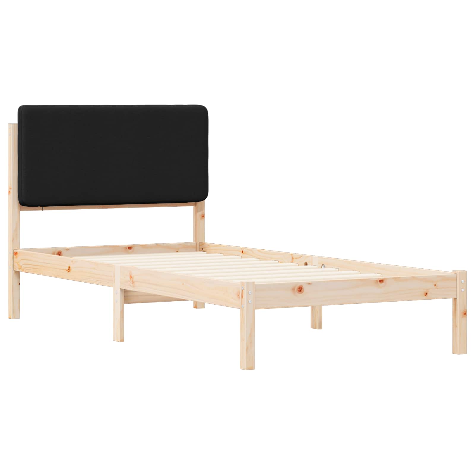 Krevetni okvir s tapiciranim uzglavljem Crna 90 x 200 cm