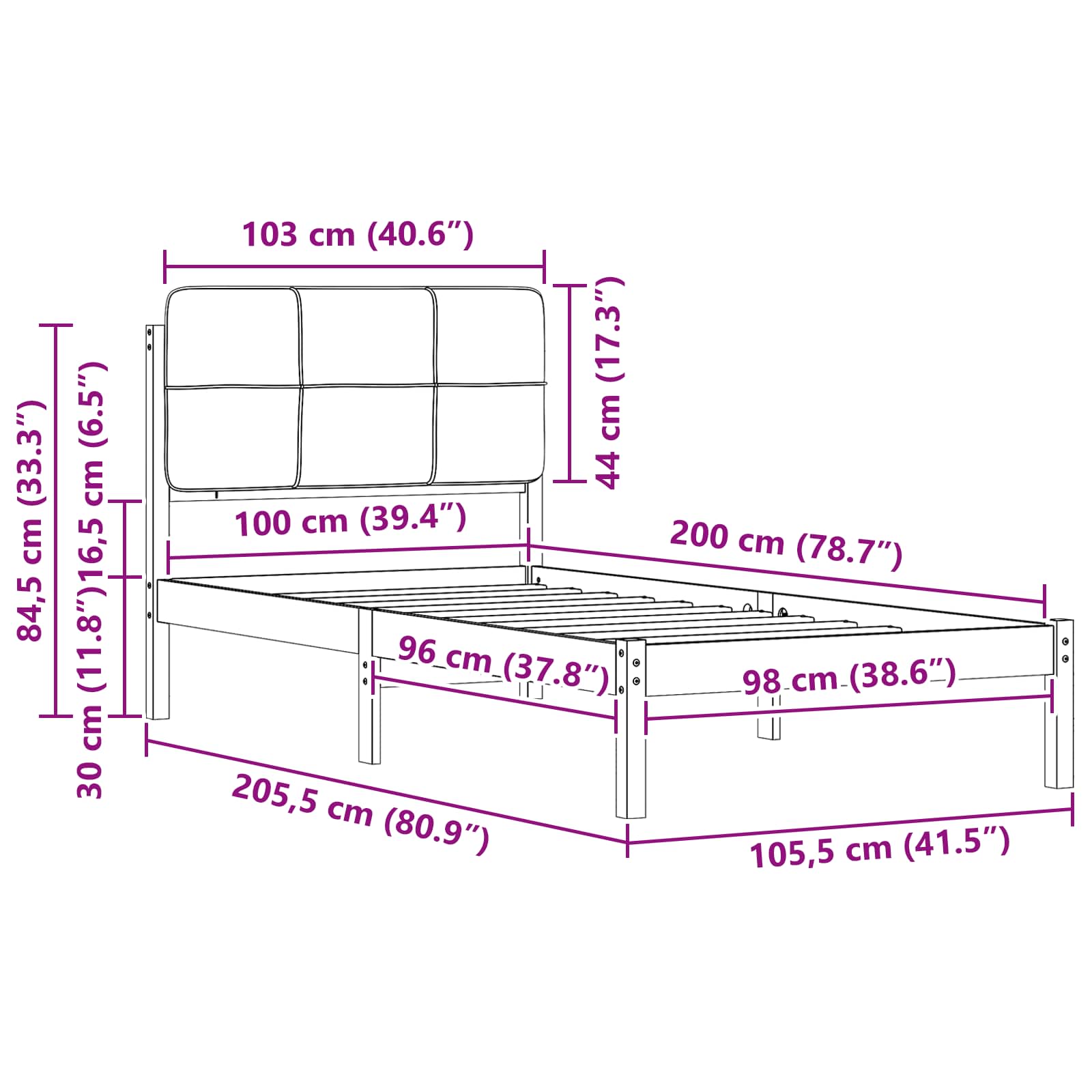 Krevetni okvir s tapiciranim uzglavljem Sivo-smeđa 100 x 200 cm