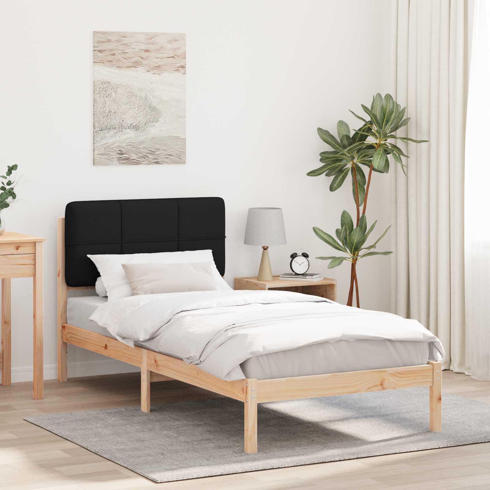 Krevetni okvir s tapiciranim uzglavljem Crna 90 x 200 cm