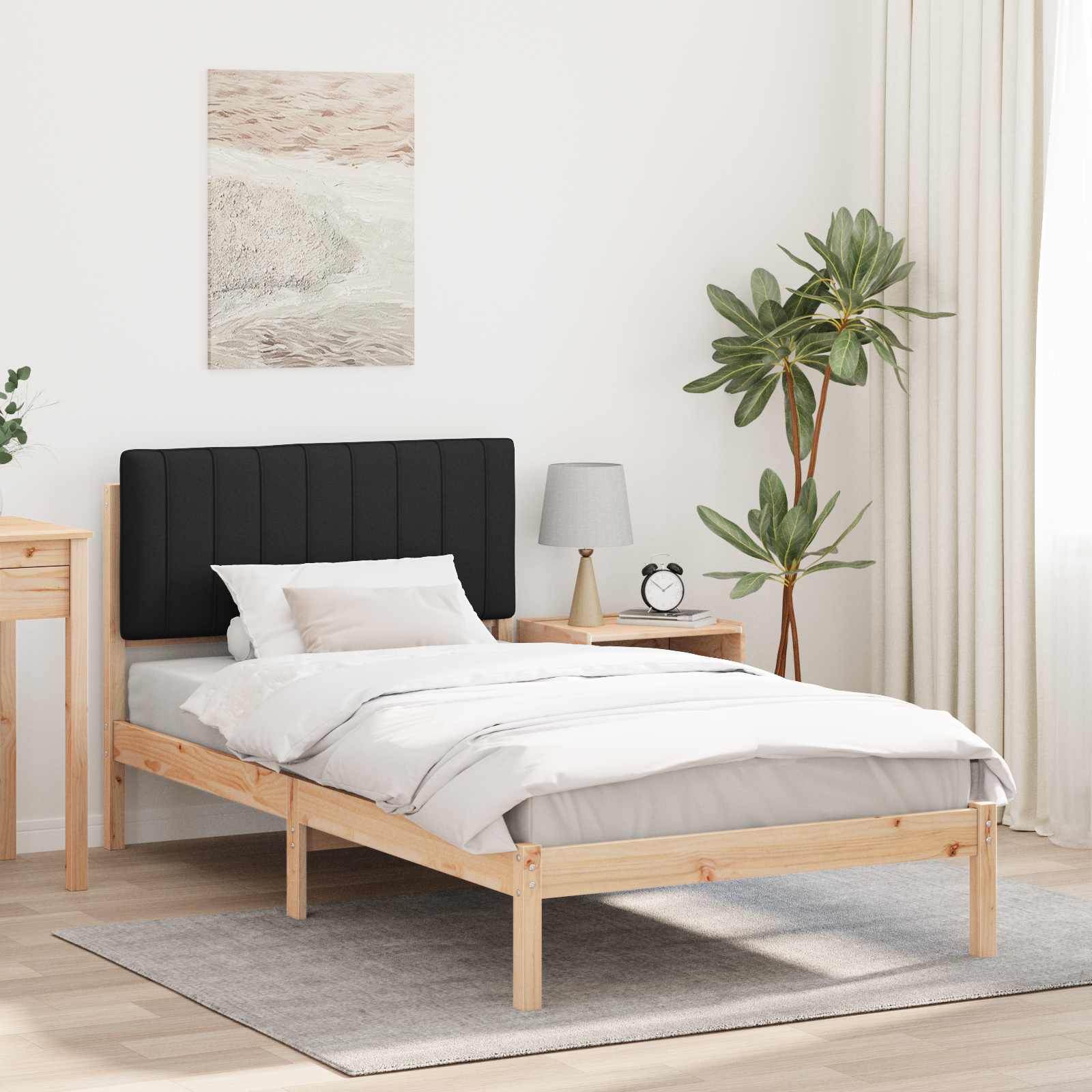 Krevetni okvir s tapiciranim uzglavljem Crna 100 x 200 cm