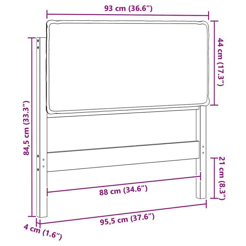 Tapecirani uzglavlje s uzglavljem Prirodna i tamno siva 90 cm