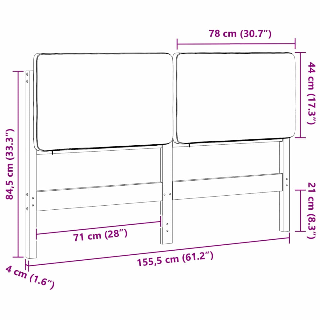 Tapecirani uzglavlje s uzglavljem Smeđa i tamno siva 150 cm